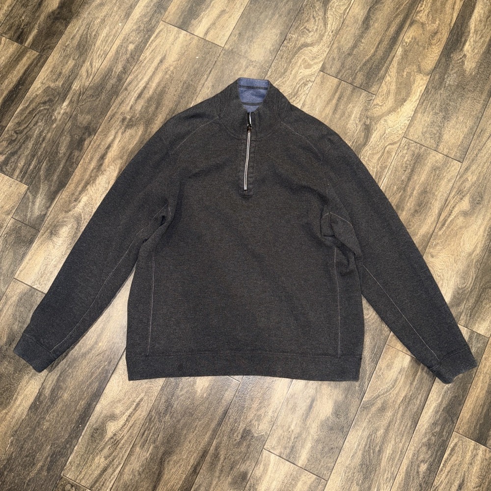 Tommy‎ Bahama 1/4 Knit Reversible Pullover Sweater Men's Size M Blue & Grey